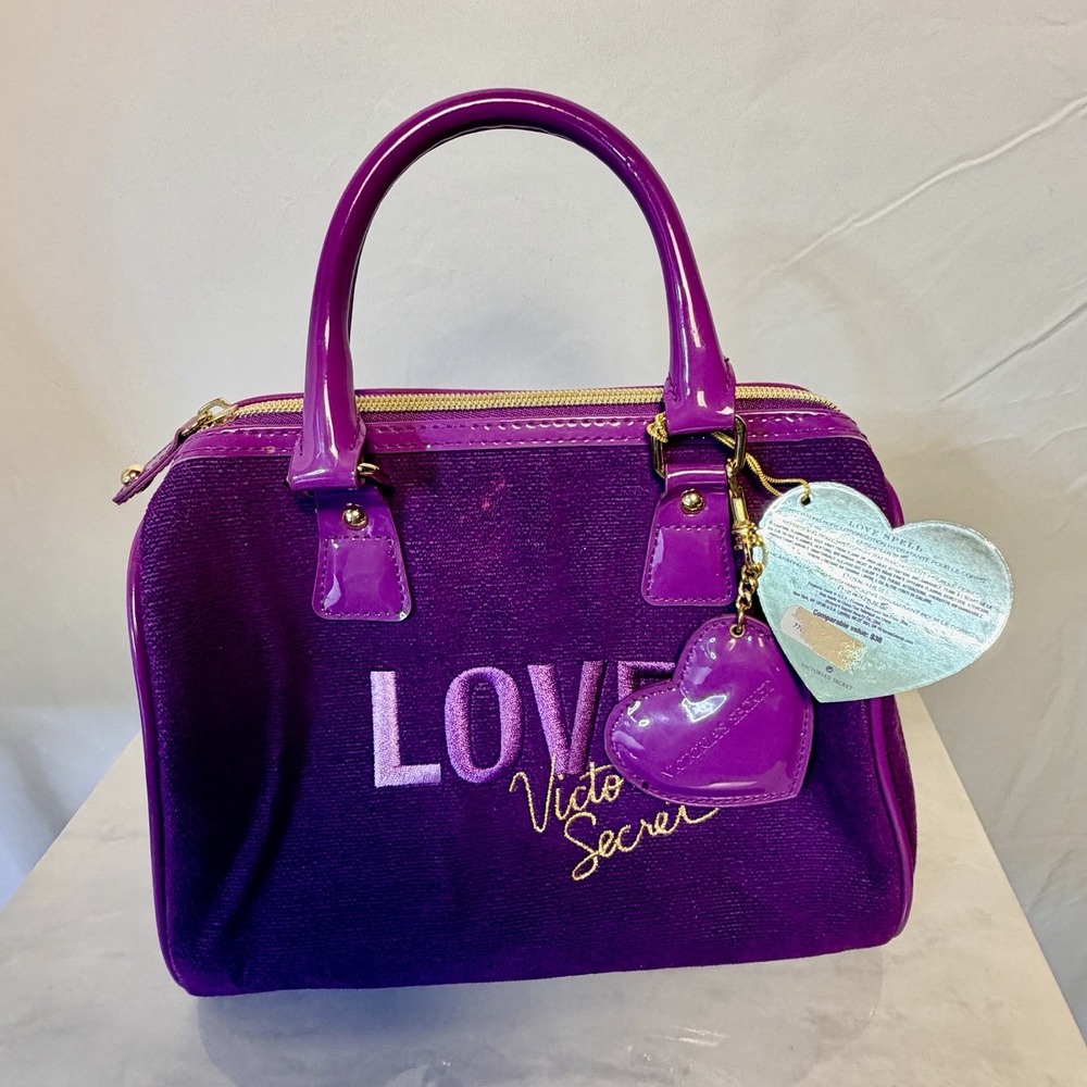 Brand new with tags Victoria's Secret Purple Gloss Satchel with‎ Heart Charm Y2K
